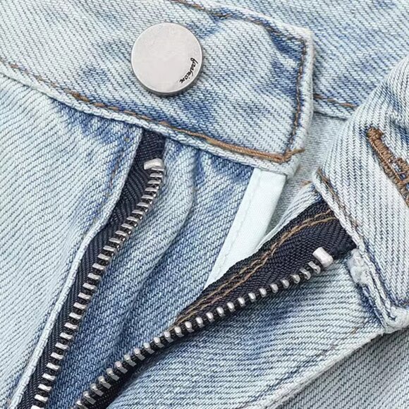 B.Sure Light Blue Simple Denim Shorts - Picture 4 of 4